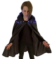 narrenwelt Schwarzes Halloween Cape mit LED-Beleuchtung - Für einen aufregenden Auftritt in der Dunkelheit erhältlich in den Größen: 104/116, 128/140 oder 152/164