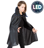 narrenwelt Schwarzes Halloween Cape mit LED-Beleuchtung - Für einen aufregenden Auftritt in der Dunkelheit erhältlich in den Größen: 104/116, 128/140 oder 152/164