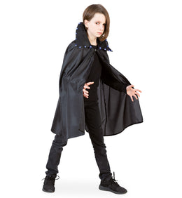 narrenwelt Schwarzes Halloween Cape mit LED-Beleuchtung - Für einen aufregenden Auftritt in der Dunkelheit erhältlich in den Größen: 104/116, 128/140 oder 152/164