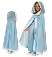 narrenwelt Kostüm Cape Elisa Königin 1tlg. mit Kapuze hellblau