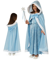 narrenwelt Kostüm Cape Elisa Königin 1tlg. mit Kapuze hellblau