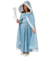 narrenwelt Kostüm Cape Elisa Königin 1tlg. mit Kapuze hellblau