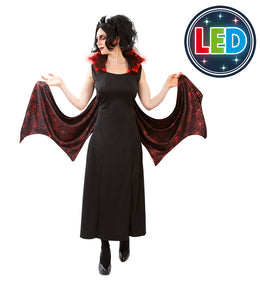 narrenwelt Kostüm Hexe Wings – LED Kleid Wings – Faszinierende Leuchtkraft mit einem Hauch Magie Damen Motto Party Event Fasching Karneval