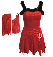 narrenwelt Teufel Teufelskleid Teufelin Kostüm mit Arm- und Beinstulpen Halloween Damen