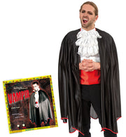 narrenwelt Kostüm Halloween Vampir Dracula Umhang XXL Cape schwarzer Überwurf Unisex L + XXL Erwachsene