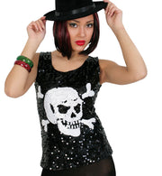 narrenwelt Kostüm Top Skully Paillettentop Pailletten Karneval Fasching Kostüm S+M