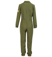 narrenwelt Kostüm Kampfpilot Overall grün Militär Pilot Flieger-Uniform M - XL