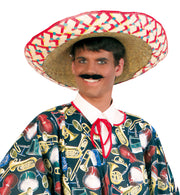 narrenwelt SOMBRERO Stroh natur  ca. 58 cm Einfassung rot