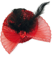 narrenwelt Fascinator Brillant mit Schmuckstein und Federn Mini Hut  verschieden Farben Event Party Accessoire