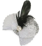 narrenwelt Fascinator Brillant mit Schmuckstein und Federn Mini Hut  verschieden Farben Event Party Accessoire