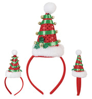 narrenwelt Weihnachts-Haarreif – Minihut Mütze mit Bommel und Glöckchen auf Haarrreif Elf Nikolaus Weihnachten Kostüm Accessoire