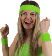 narrenwelt Schweißband Set 80er Jahre Retro Set 3-teilig – Stirnband und 2 Armbänder  Style Accessoires  Fasching Event Karneval Party