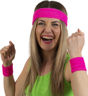 narrenwelt Schweißband Set 80er Jahre Retro Set 3-teilig – Stirnband und 2 Armbänder  Style Accessoires  Fasching Event Karneval Party