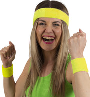 narrenwelt Schweißband Set 80er Jahre Retro Set 3-teilig – Stirnband und 2 Armbänder  Style Accessoires  Fasching Event Karneval Party