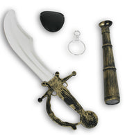 narrenwelt Piraten - Set 4tlg. Säbel Augenklappe Ohrring Fernrohr Kinder Fasching