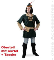 narrenwelt Kostüm Robin Oberteil mit Gürtel + Beutel Mittealter Mottparty Fasching Unisex Pannesamt