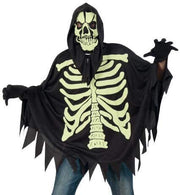 narrenwelt Kostüm  Umhang Skelett nachtleuchtend GID Halloween Unisex  Cape Skull Karneval