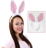 narrenwelt Bunny Haarreif Hasenohren Bunnyohren mit Marabubesatz Einheitsgröße Kinder und Erwachsene