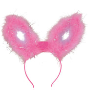 narrenwelt Bunny-Ohren Haarreif Hasenohren mit Marabubesatz blinkend Farbe: rosa Hasenohren Hasen Ohren
