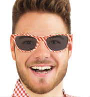 narrenwelt Brille Karo Rot/Weiss Kariert Trachtenbrille Karobrille Bayern Gaudi Party Fest im Oktober