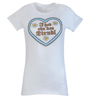 narrenwelt Damen T-Shirt HERZI weiß Damen Oberteil Bayern Gaudi Fest im Oktober  Größe L