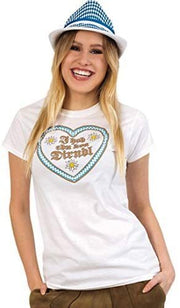 narrenwelt Damen T-Shirt HERZI weiß Damen Oberteil Bayern Gaudi Fest im Oktober  Größe L