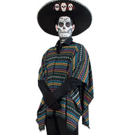 narrenwelt Kostüm Poncho El Paco mex. Totentag tex mex Look Geisterstunde Halloween Horror Fasching Karneval Unisex