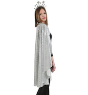 narrenwelt Kostüm Pailetten Cape silber PB 1tlg  Umhang Party Silvester Weihnachten  Einheitsgröße Unisex