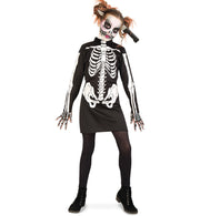narrenwelt Kostüm Zombie Kleid  Mädchen Teenie Halloween  Skelett Größe 140-164