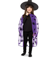 narrenwelt Kostüm Halloween Cape Kinder Umhang mit Spinnendruck 1 tlg. lila  Gr 128/140