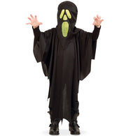 narrenwelt Kostüm Ghost Cape mit Haube schwarz 1 tlg. Geist Umhang Überwurf  Halloween  Gr 104/116 + 128/140