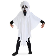 narrenwelt Kostüm Geist Cape mit Haube 1 tlg. weiß Ghost Umhang Überwurf  Halloween