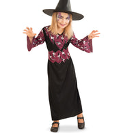 narrenwelt Kostüm Hexe Halloween Kleid lang mit Gürtel  Mädchen Kostüm 128 - 140