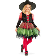 narrenwelt Kostüm Hexe Kind Halloween Kleid  Tutu - Rock Hexenkleid bunt Kleinkind  Mädchen 116 - 140