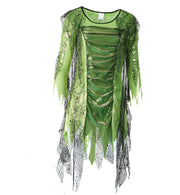 narrenwelt Kostüm Grünes Gift Damen Kleid Vamp Damenkostüm Hexe Elfe Halloween Karneval