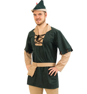 narrenwelt Kostüm Robin Oberteil mit Gürtel + Beutel Mittealter Mottparty Fasching Unisex Pannesamt
