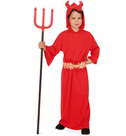 narrenwelt Kostüm Teufel Kutte mit Kapuze + Gürtel Halloween Größe 116