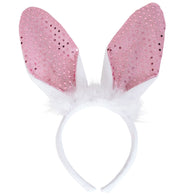 narrenwelt Bunny Haarreif Hasenohren Bunnyohren mit Marabubesatz Einheitsgröße Kinder und Erwachsene