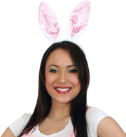 narrenwelt Bunny Haarreif Hasenohren Bunnyohren mit Marabubesatz Einheitsgröße Kinder und Erwachsene