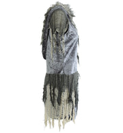 narrenwelt Kostüm Zombiebraut Kleid mit Kapuze  Halloween Horror Zombie Kleid 1tlg. Pannesamt Damen Kostüm Horror Geist Zauberer Hexe