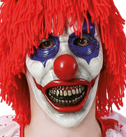 narrenwelt Horrorclown Horror Clown Maske  Dreiviertelmaske Latex Halloween Dracula Vampir Geister