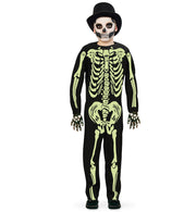 narrenwelt Kostüm Overall Skelett Skull nachtleuchtend GID 1tlg  Halloween Kinder Gespenst Horror Kostüm Gr. 116 - 152