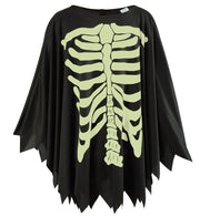 narrenwelt Kostüm Umhang nachtleuchtend GID Skelett 1tlg   Halloween Kinder Gespenst  Gr. 128/140 - 152/164