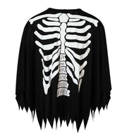 narrenwelt Kostüm Skelett 2tlg  Umhang + Haube Komplett Set Halloween Horror Gespenst Erwachsene Unisex Einheitsgröße