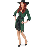 narrenwelt Kostüm Waldhexe Damen Hexe Kleid kurz 1tlg. mit Gürtel Hexe Halloween Hexenkleid Hexenkostüm Gr. 36 - 38
