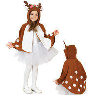 narrenwelt Cape Reh Rehlein mit Kapuze und Geweih Mädchen Märchen Tier Kostüm Weihnachten Kleinkind  Gr. 98 + 104/116 Fasching