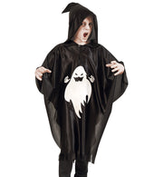 narrenwelt Kostüm Böser Geist 1tlg. mit Kapuze schwarz  Umhang Überwurf  Halloween  Gr 128/140