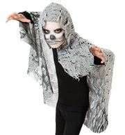 narrenwelt Kostüm Geist Wendecape mit Kapuze Ghost Kinder Umhang  Halloween  Gespenst Gr: 128/140 + 152/164