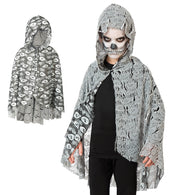 narrenwelt Kostüm Geist Wendecape mit Kapuze Ghost Kinder Umhang  Halloween  Gespenst Gr: 128/140 + 152/164