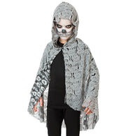 narrenwelt Kostüm Geist Wendecape mit Kapuze Ghost Kinder Umhang  Halloween  Gespenst Gr: 128/140 + 152/164